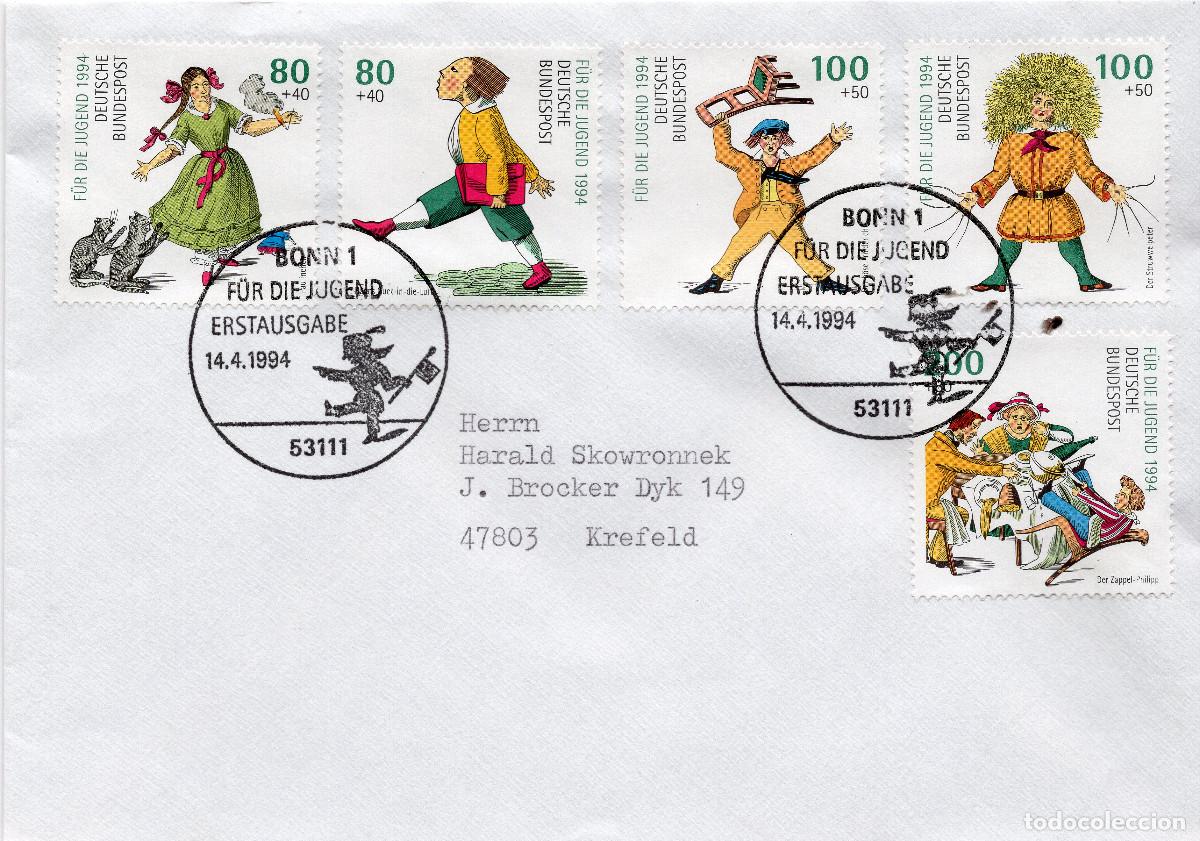Sellos: ALEMANIA FEDERAL 1994 CARTA FDC MICHEL DE 1726-1730