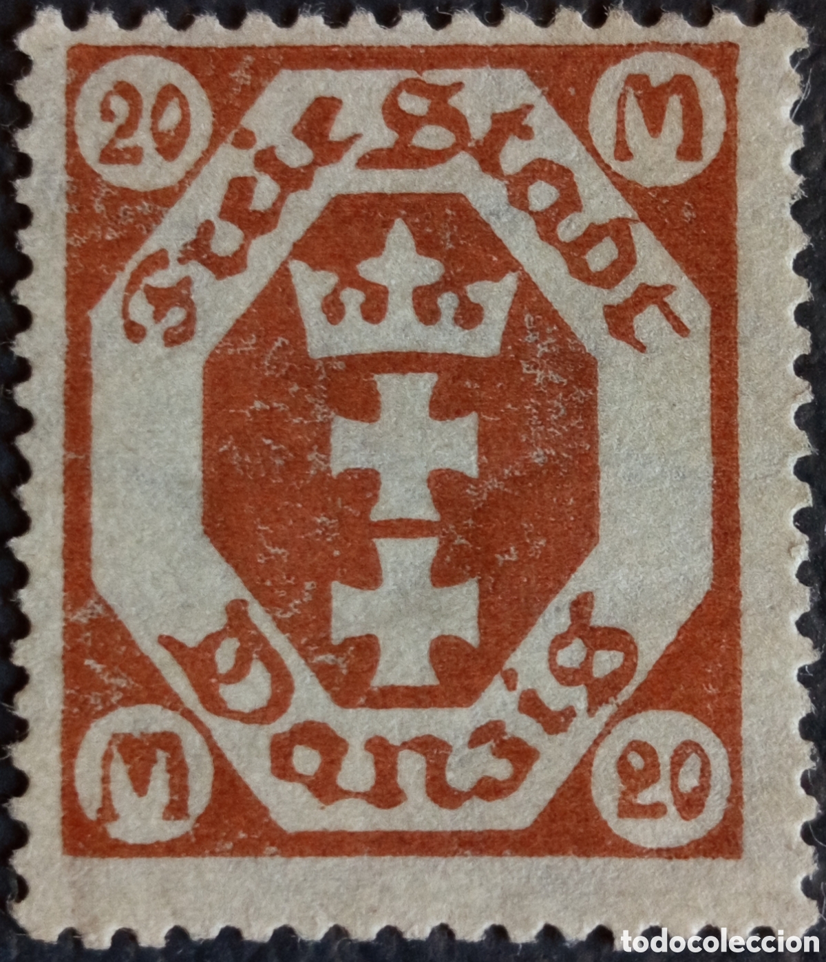 Sellos: Danzig 1921 Freie Stadt 20 Mark Coat of Arms Michel 84 MH