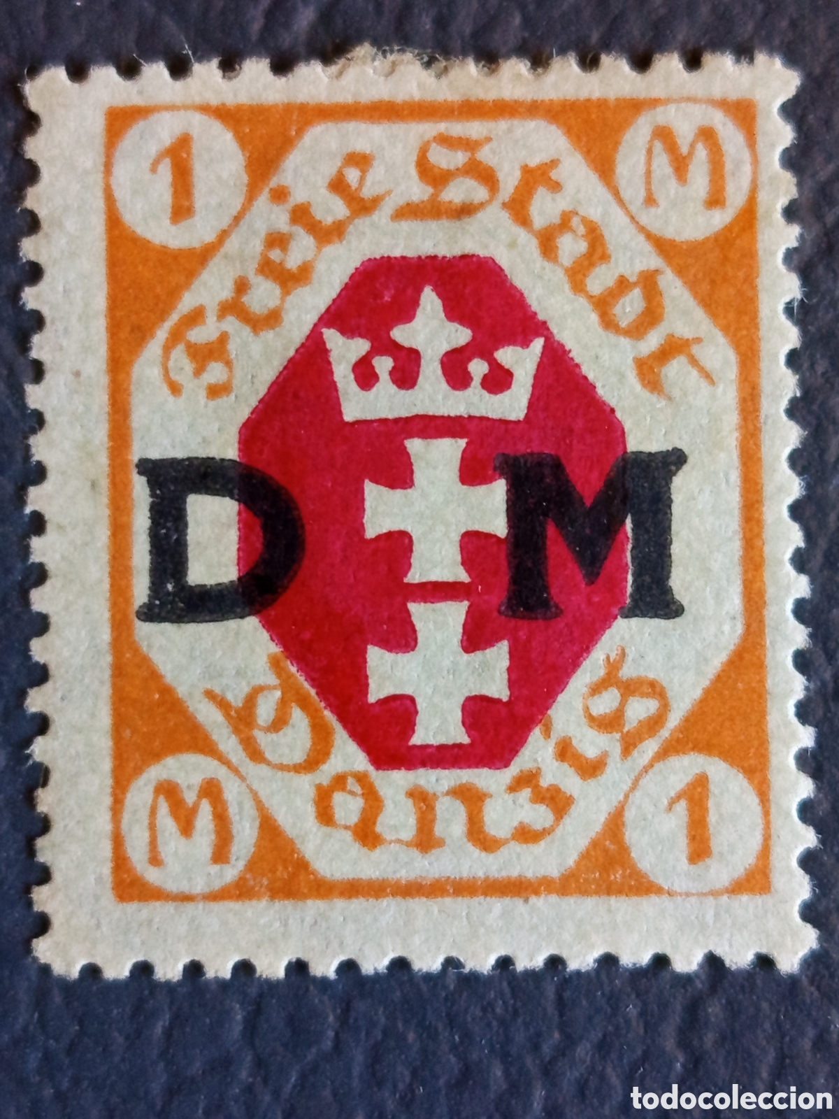 Sellos: Danzig 1921 Official DM Overprint 1 Mark Michel D3 Scott O3 MH