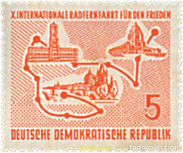 Sellos: 64461 MNH ALEMANIA DEMOCRATICA 1957 10 CARRERA CICLISTA INTERNACIONAL DE LA PAZ. VARSOVIA-BERLIN-PR