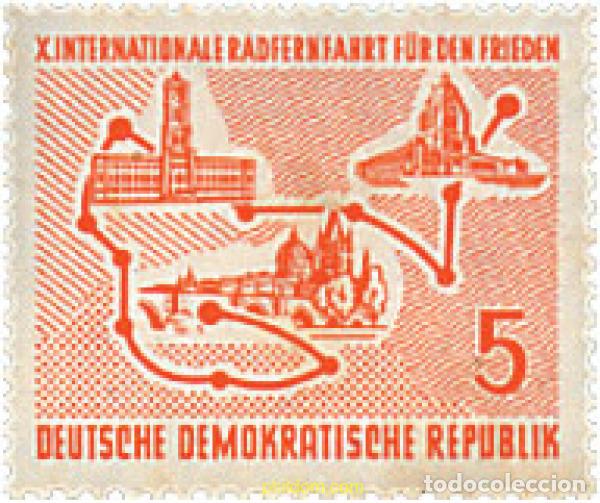 Sellos: 199604 HINGED ALEMANIA DEMOCRATICA 1957 10 CARRERA CICLISTA INTERNACIONAL DE LA PAZ. VARSOVIA-BERLI