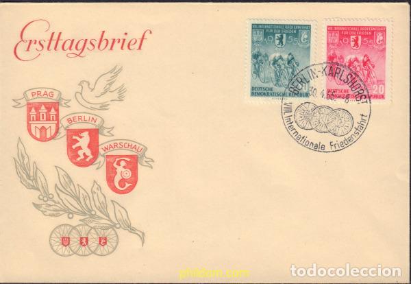Sellos: 375975 MNH ALEMANIA DEMOCRATICA 1955 8 CARRERA CICLISTA INTERNACIONAL DE LA PAZ. VARSOVIA-BERLIN-PR