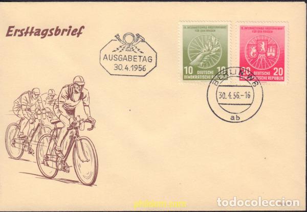 Sellos: 375976 MNH ALEMANIA DEMOCRATICA 1956 9 CARRERA CICLISTA INTERNACIONAL DE LA PAZ. VARSOVIA-BERLIN-PR