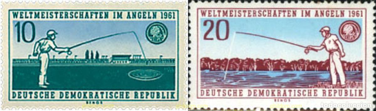 Timbres: 203099 HINGED ALEMANIA DEMOCRATICA 1961 CAMPEONATO MUNDIAL DE PESCA EN DRESDE