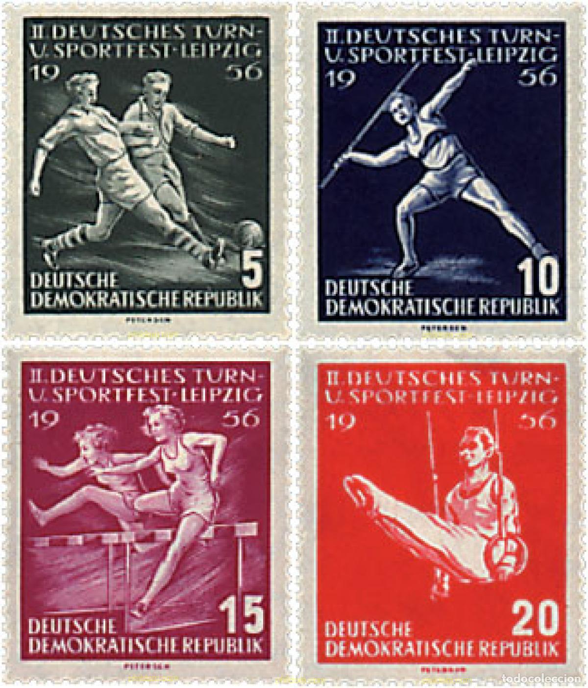 Timbres: 199602 HINGED ALEMANIA DEMOCRATICA 1956 5 JUEGOS DEPORTIVOS Y GIMNASTICOS DE LEIPZIG