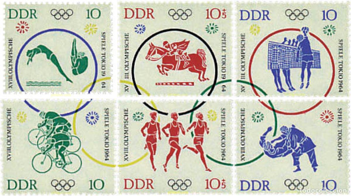 Sellos: 64501 MNH ALEMANIA DEMOCRATICA 1964 18 JUEGOS OLIMPICOS VERANO TOKIO 1964