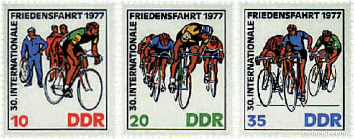 Timbres: 64603 MNH ALEMANIA DEMOCRATICA 1977 30 CARRERA CICLISTA INTERNACIONAL DE LA PAZ. VARSOVIA-BERLIN-PR
