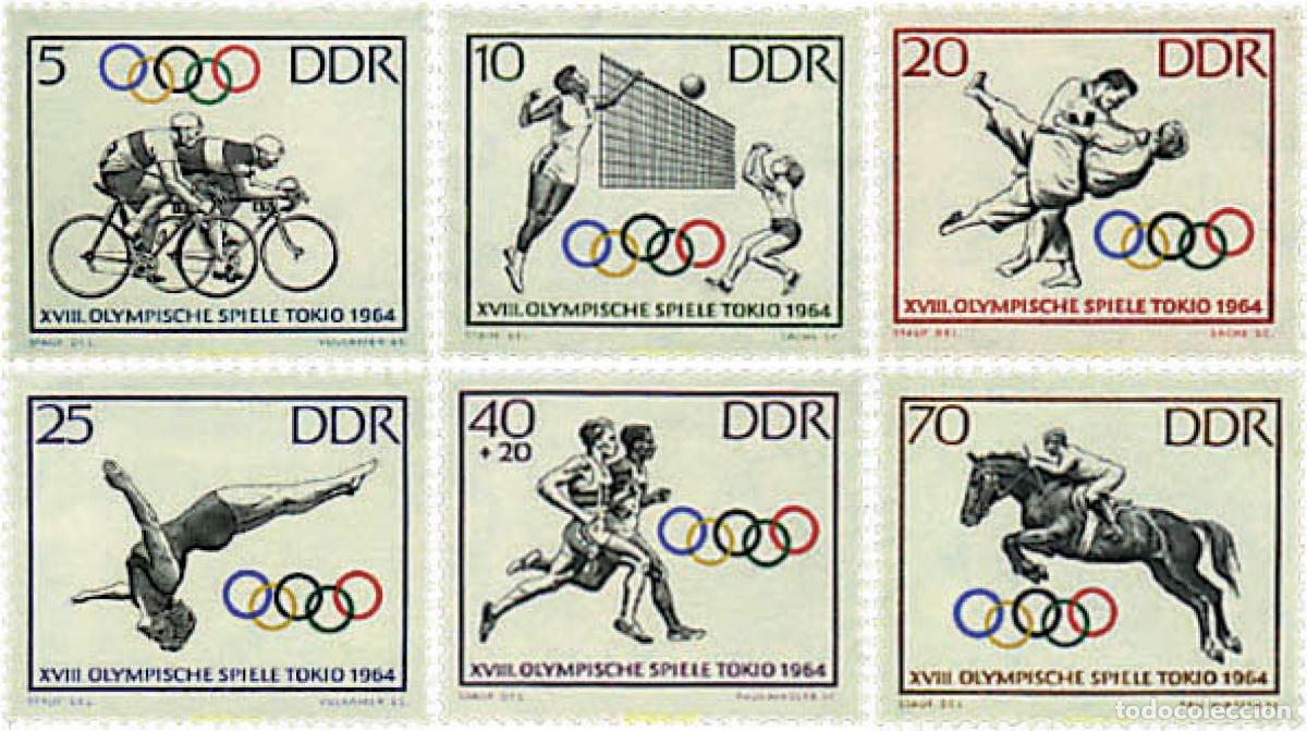 Sellos: 203098 HINGED ALEMANIA DEMOCRATICA 1964 18 JUEGOS OLIMPICOS VERANO TOKIO 1964
