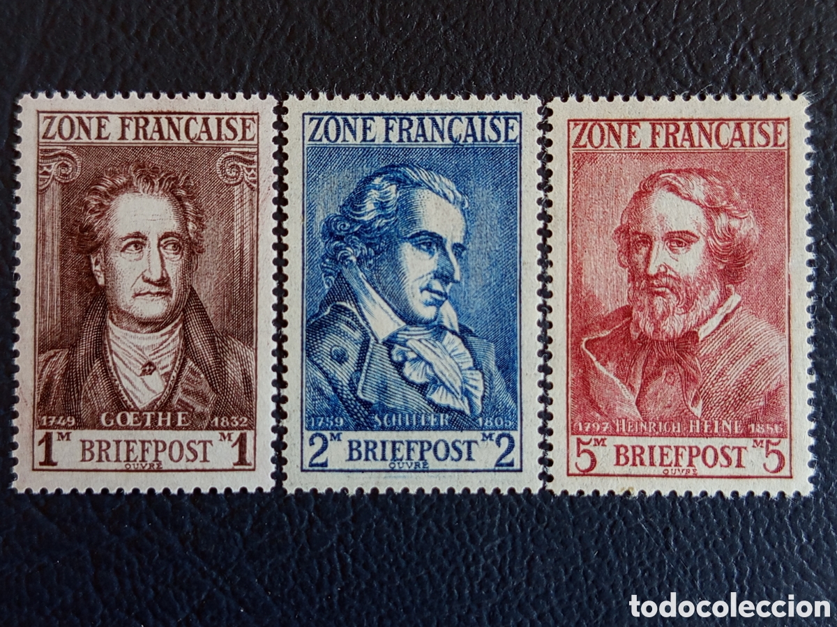 Stamps: Zona Francesa Alemania 1945 Goethe Schiller Heine Michel 11-13 MNH