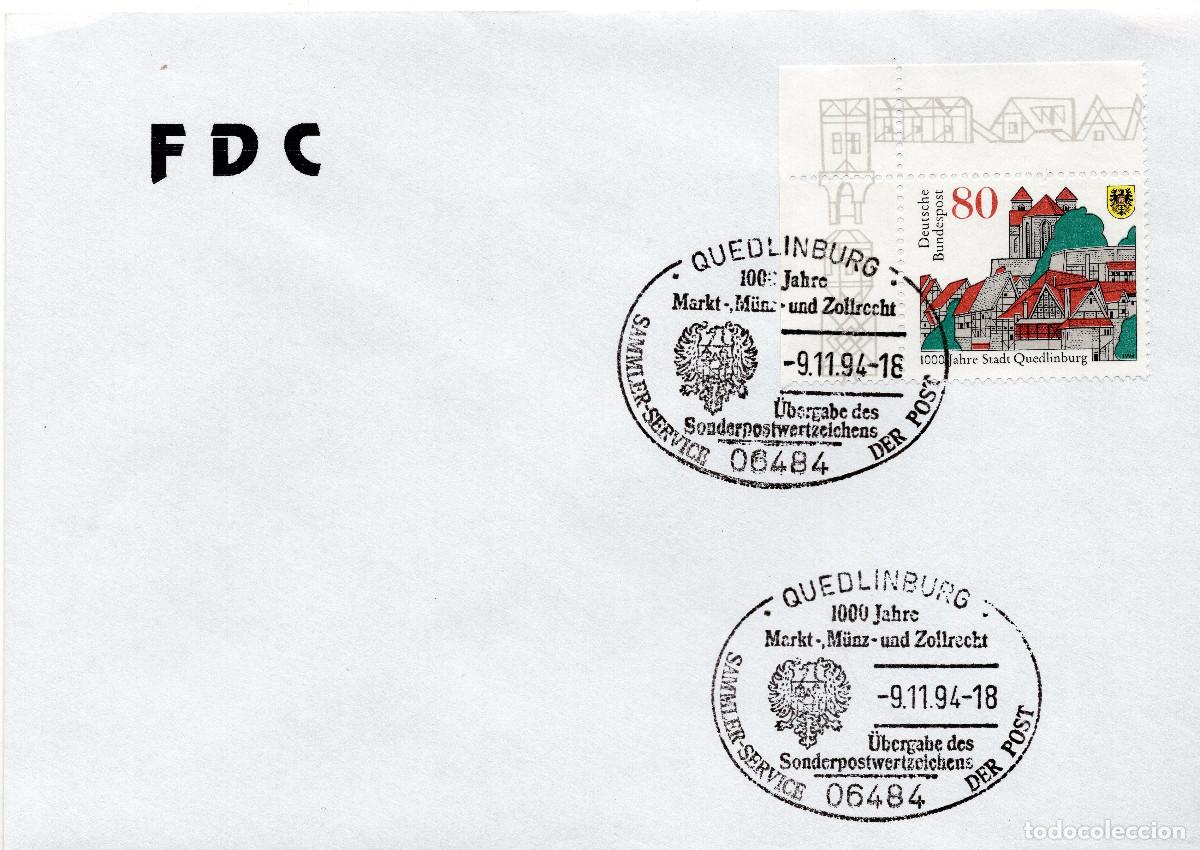 Sellos: ALEMANIA FEDERAL 1994 CARTA FDC MICHEL DE 1765