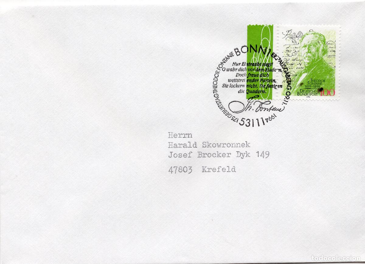 Sellos: ALEMANIA FEDERAL 1994 CARTA FDC MICHEL DE 1767