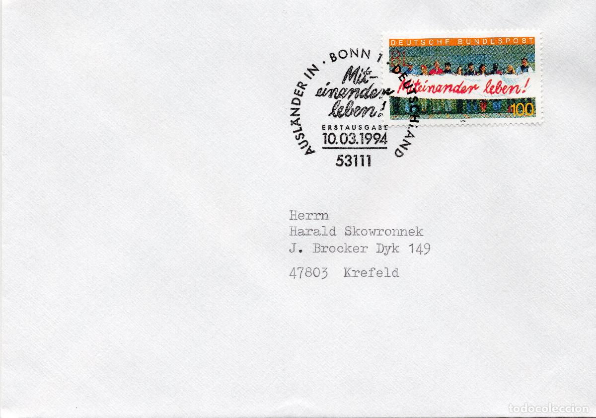 Sellos: ALEMANIA FEDERAL 1994 CARTA FDC MICHEL DE 1725