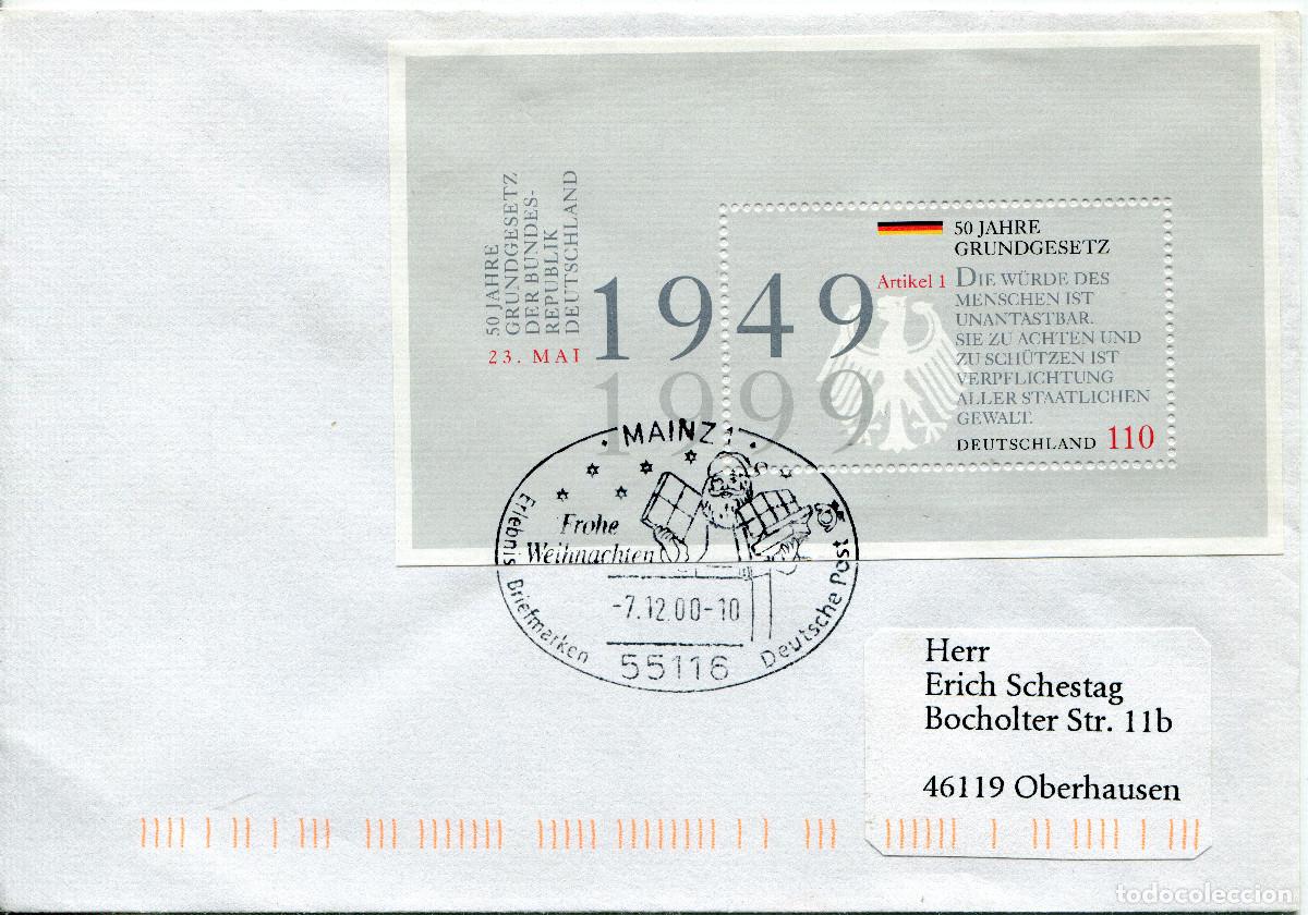Sellos: ALEMANIA FEDERAL 1999 CARTA MICHEL DE BL48