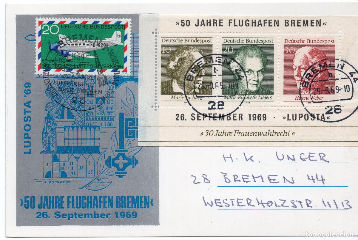 Sellos: ALEMANIA FEDERAL 1969 CARTA MICHEL DE 576 +BL5