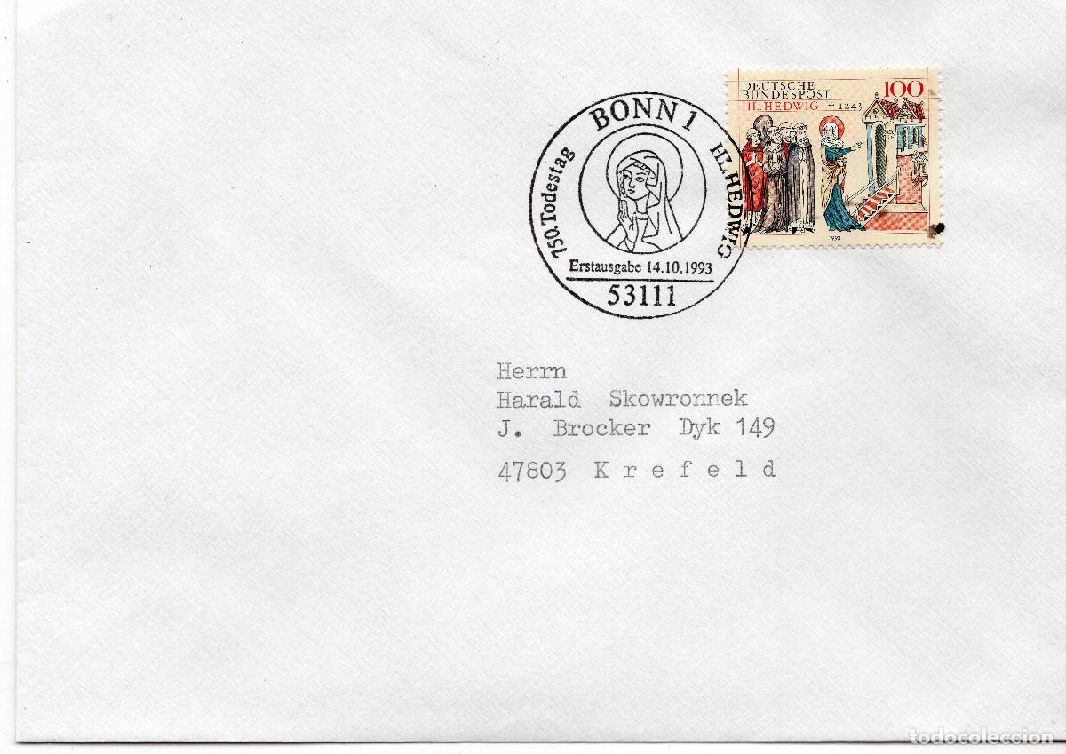 Sellos: ALEMANIA FEDERAL 1993 CARTA FDC MICHEL DE 1701