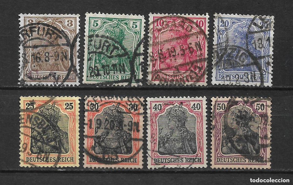 Sellos: alemania reich 1915 - 8 sellos usados 16&euro; - 1/4
