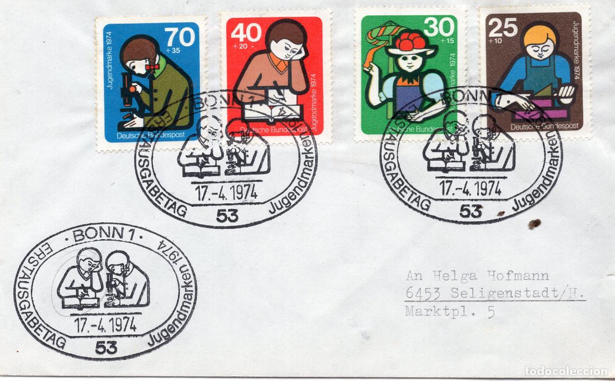 Sellos: ALEMANIA FEDERAL 1974 CARTA FDC MICHEL DE 800-803