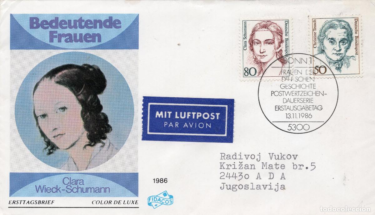 Sellos: ALEMANIA FEDERAL 1986 CARTA FDC MICHEL DE 1304-1305