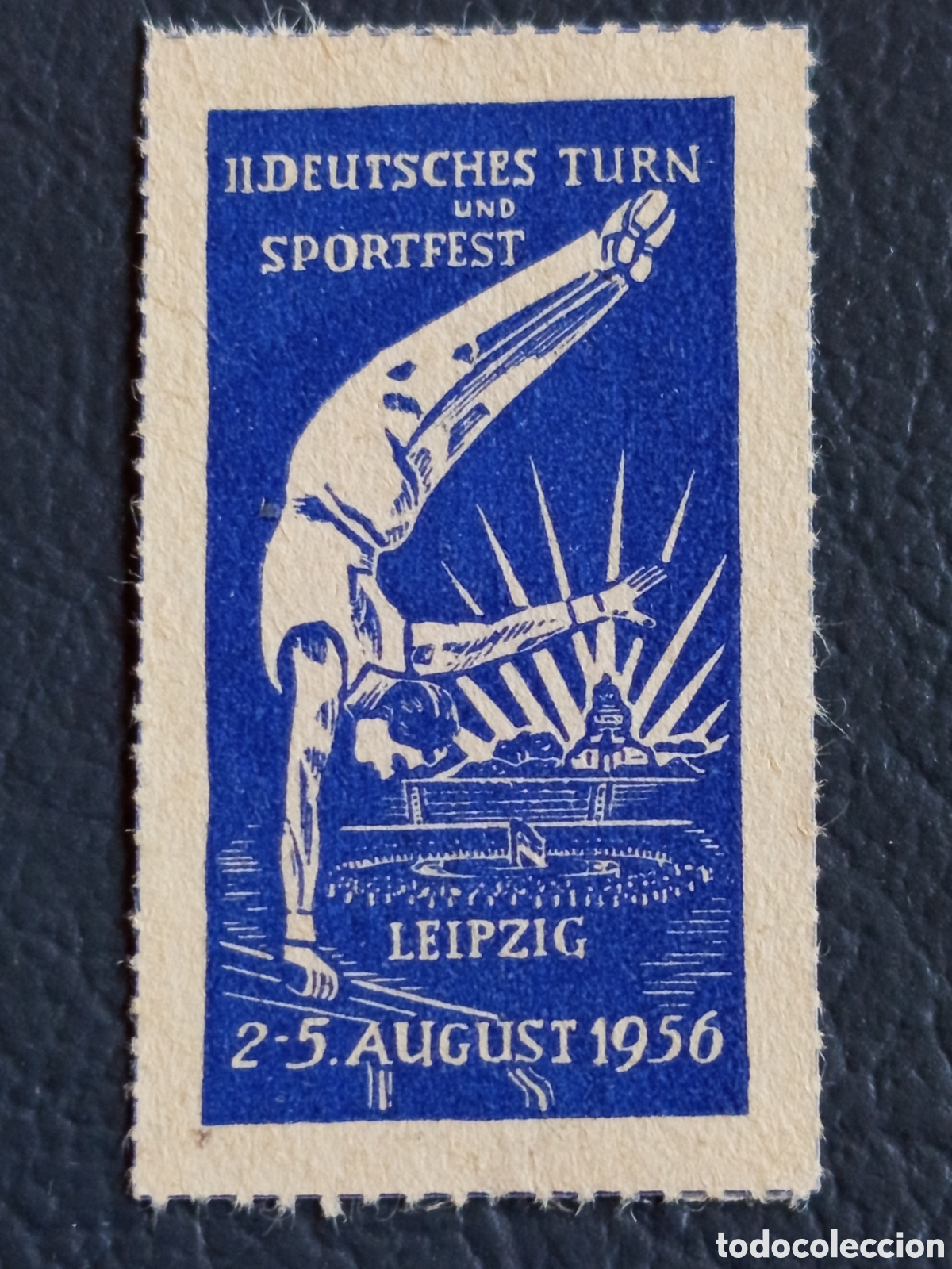 Selos: DDR 1956 Vi&ntilde;eta Turn Sportfest Leipzig Gimnasia Deporte 2-5 Agosto MH