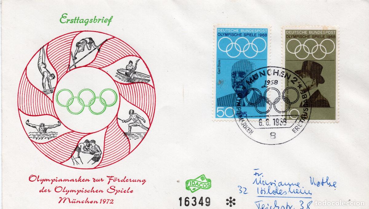 Sellos: ALEMANIA FEDERAL 1968 CARTA FDC MICHEL DE 561-565
