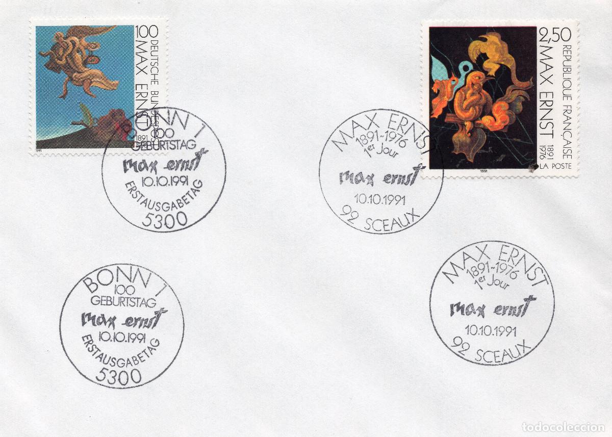 Sellos: ALEMANIA FEDERAL+FRANCIA 1991 CARTA FDC MICHEL DE 1569+FR 2727