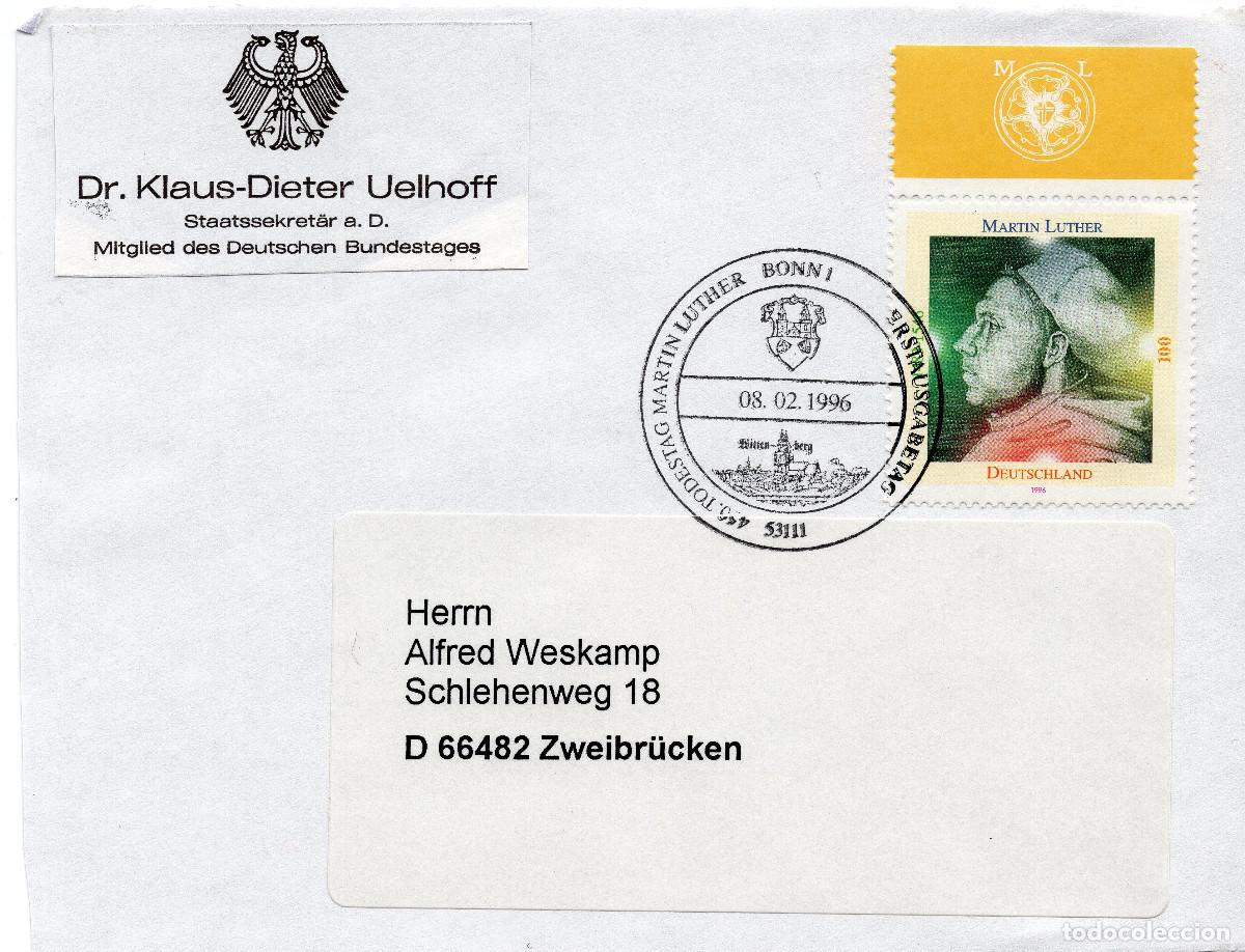 Sellos: ALEMANIA FEDERAL 1996 CARTA FDC MICHEL DE 1841