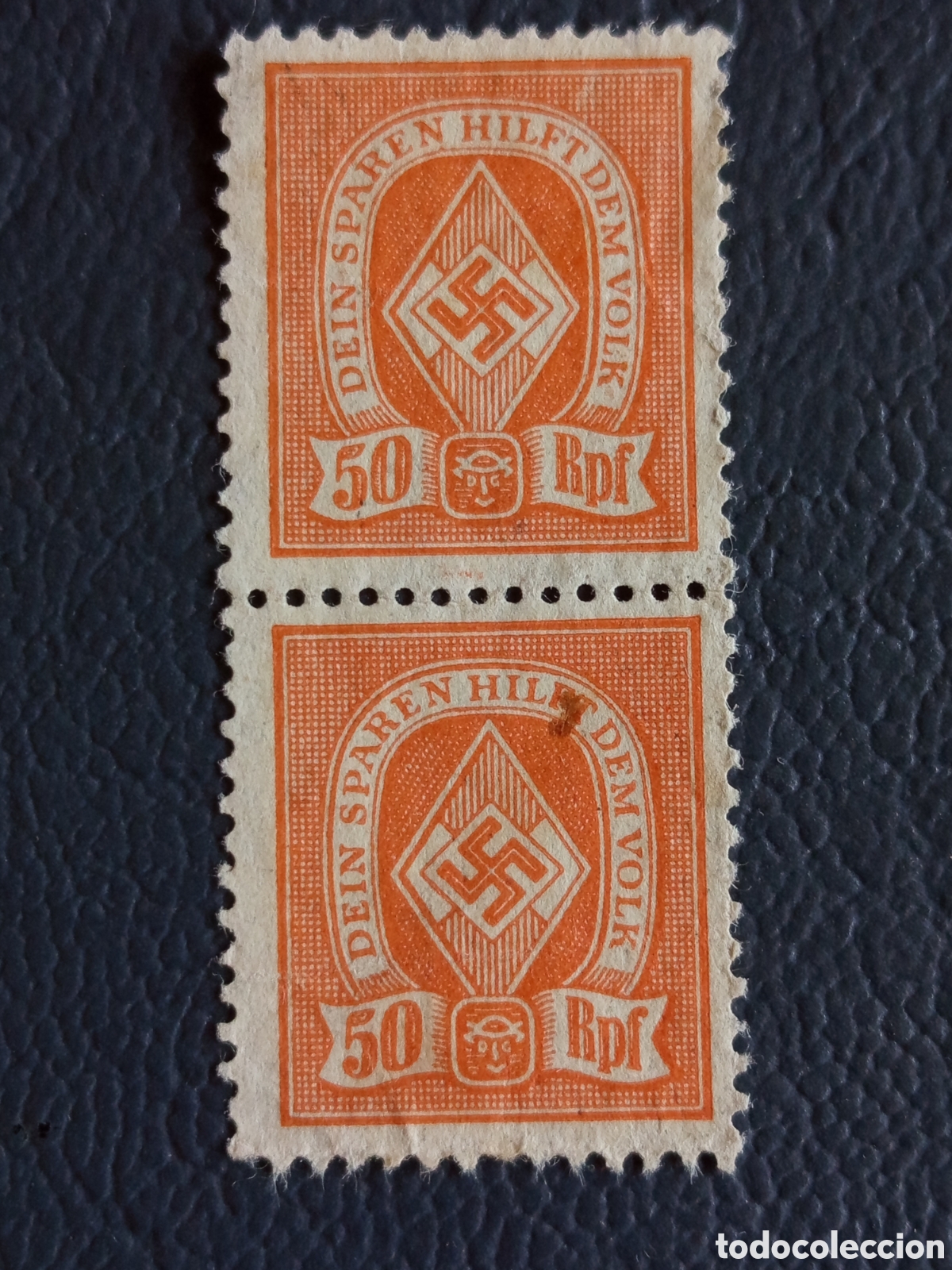 Stamps: Alemania 1938 Pareja Cajas de Ahorro Dein Sparen Hilft Dem Volk 50Rpf MH
