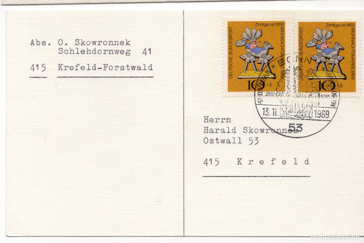 Sellos: ALEMANIA FEDERAL 1969 CARTA FDC MICHEL DE 610