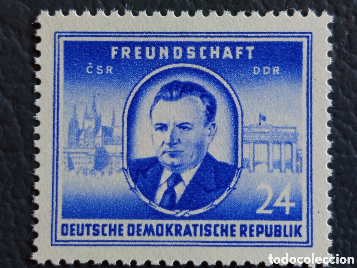 Sellos: Sello Alemania Oriental RDA 1952 Klement Gottwald Amistad ČSR-DDR 24pf Cat#339 MNH