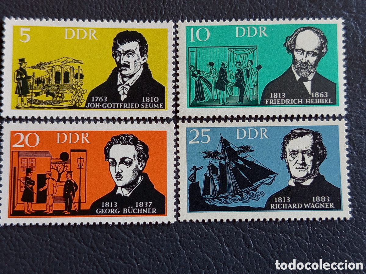 Sellos: Serie Completa Alemania Oriental RDA 1963 Personalidades Culturales Cat#996-999 MH