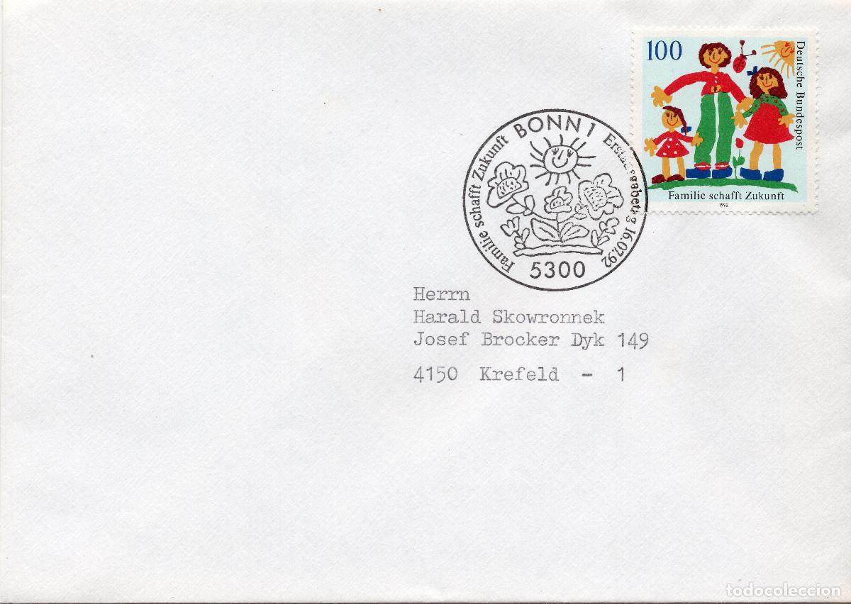 Selos: ALEMANIA FEDERAL 1992 CARTA FDC MICHEL DE 1621