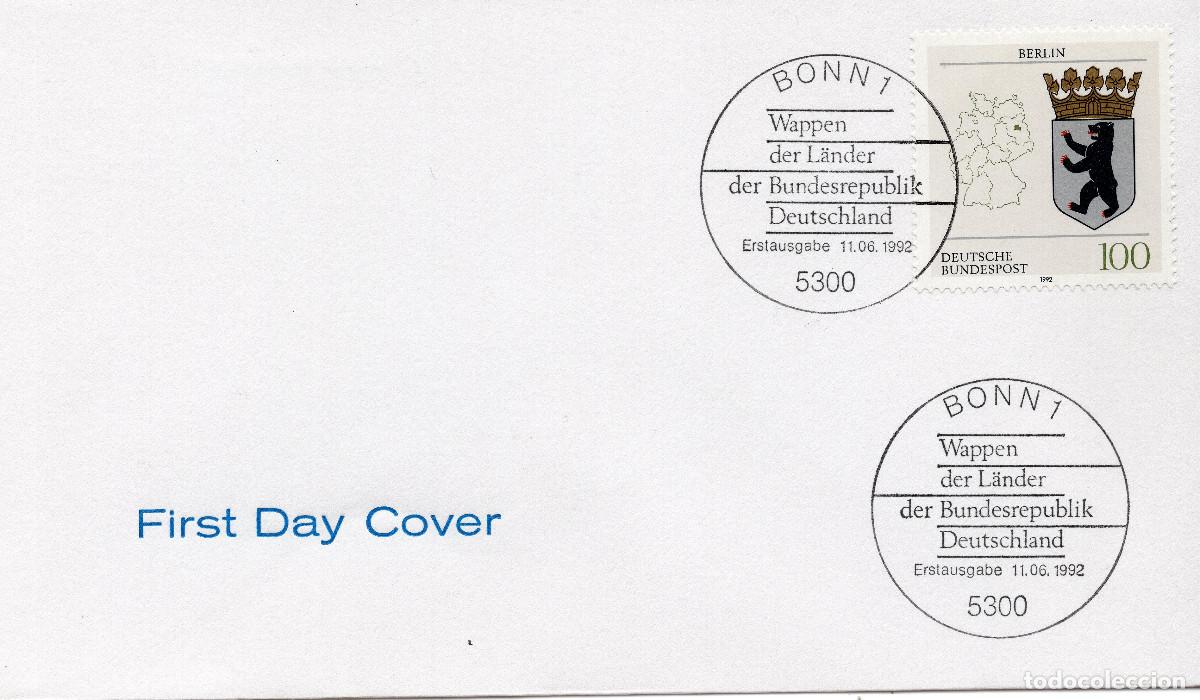 Sellos: ALEMANIA FEDERAL 1992 CARTA FDC MICHEL DE 1588