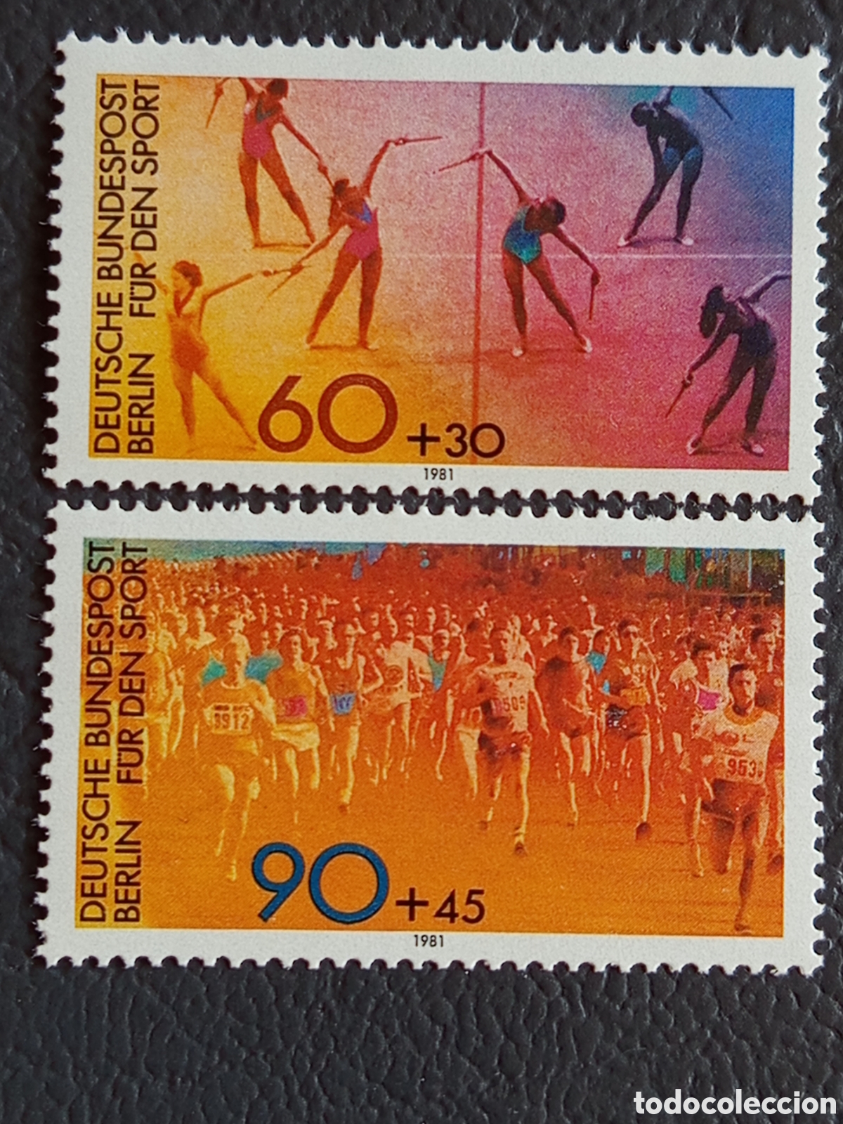 Francobolli: Pareja Sellos Alemania Berlin 1981 Beneficos Deporte Gimnasia Maraton Mi#642/43 MNH