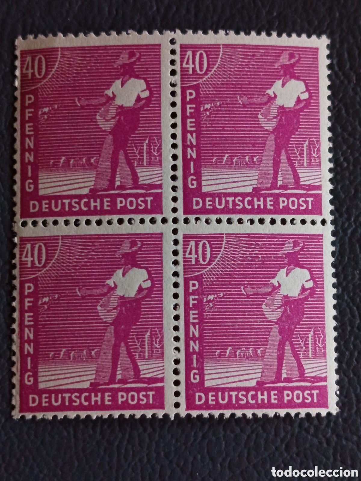 Stamps: Bloque 4 Sellos Alemania 1948 Ocupacion Sovietica Sembrador 40pf Mi#956 MNH