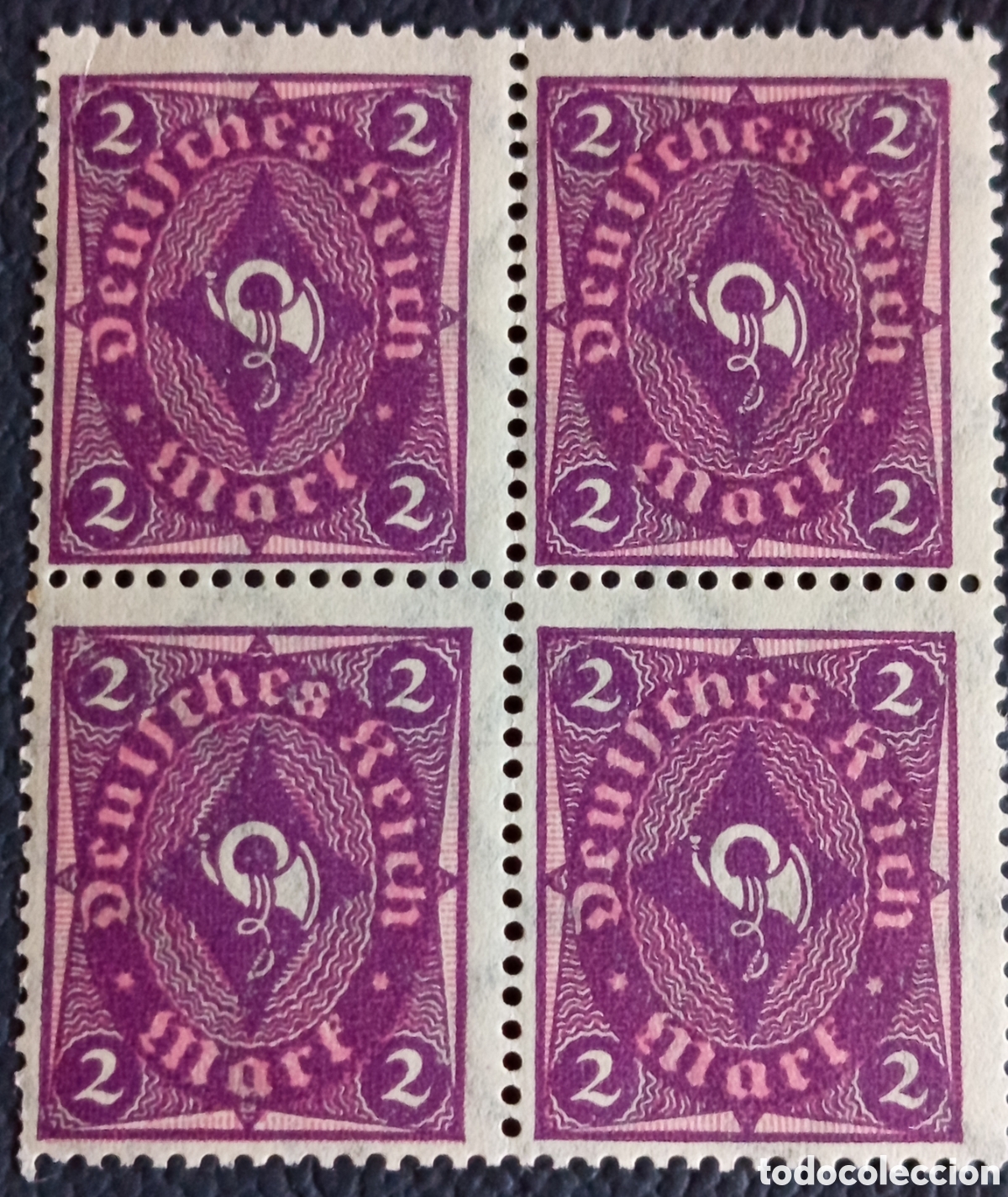 Sellos: Bloque 4 Sellos Alemania 1932 Presidente Hindenburg 3pf Marron Mi#482 MNH