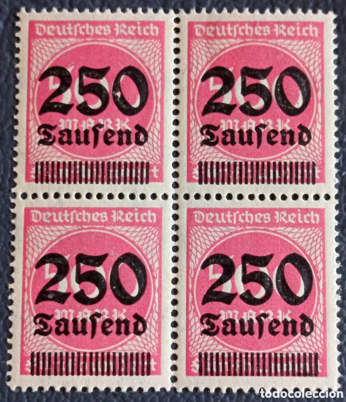 Francobolli: Bloque 4 Sellos Alemania 1923 Hiperinflacion 250 Tausend Marcos Mi#279 MNH