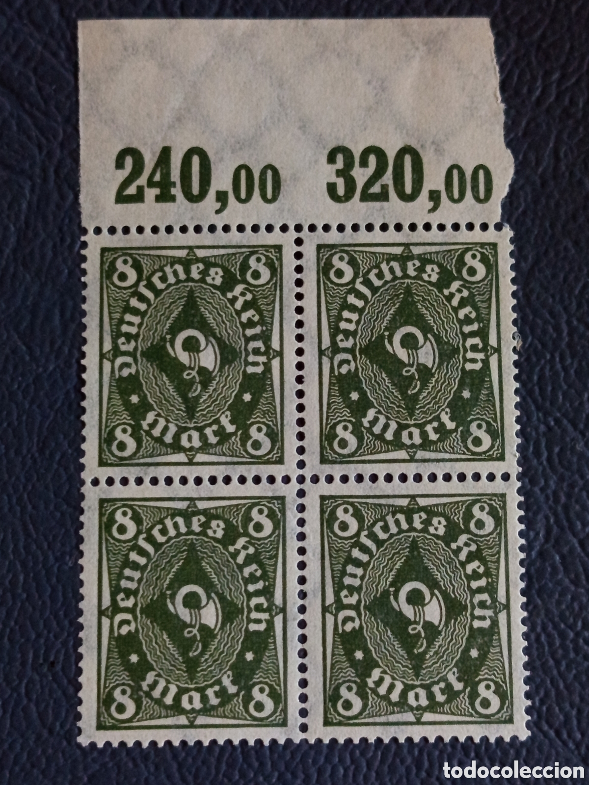 Briefmarken: Bloque 4 Sellos Alemania 1922 Inflacion 8m Cuerno Posta Margen Cifras Mi#229 MNH