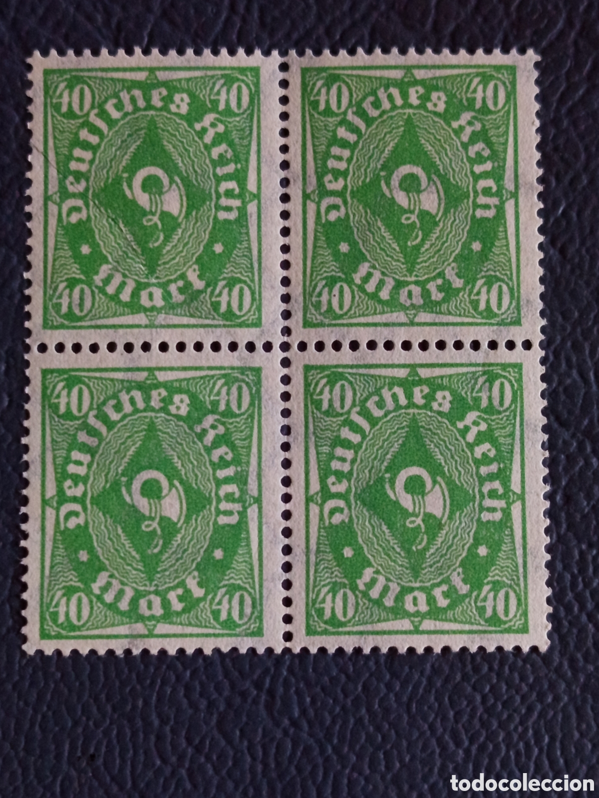 Briefmarken: Bloque 4 Sellos Alemania 1922 Inflacion Cuerno de Posta 40 Mark Verde Mi#233 MNH