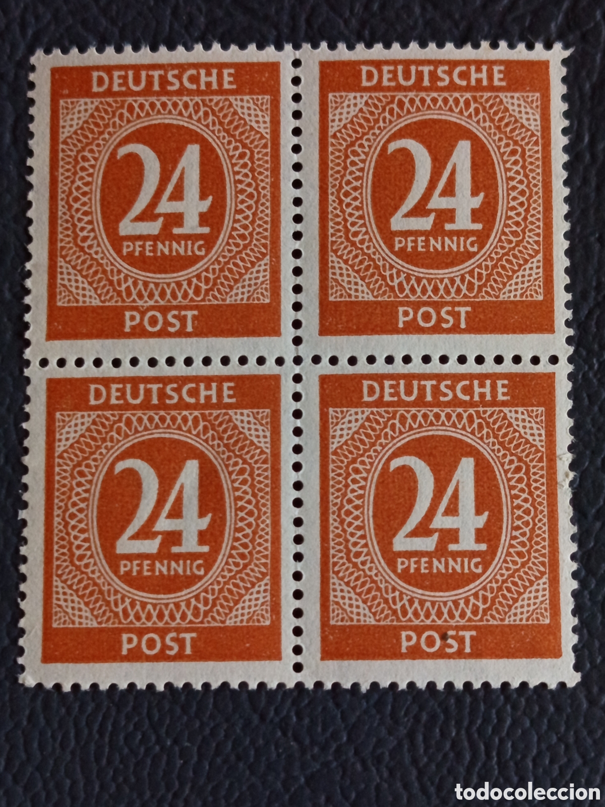 Briefmarken: Bloque 4 Sellos Alemania 1947 Ocupacion Aliada Bizona 24pf Cifra Mi#926 MNH
