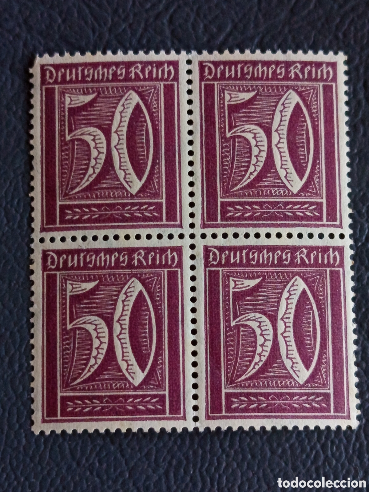 Sellos: Bloque 4 Sellos Alemania 1921 Inflacion Cifra 50 Mark Purpura Mi#173 MNH