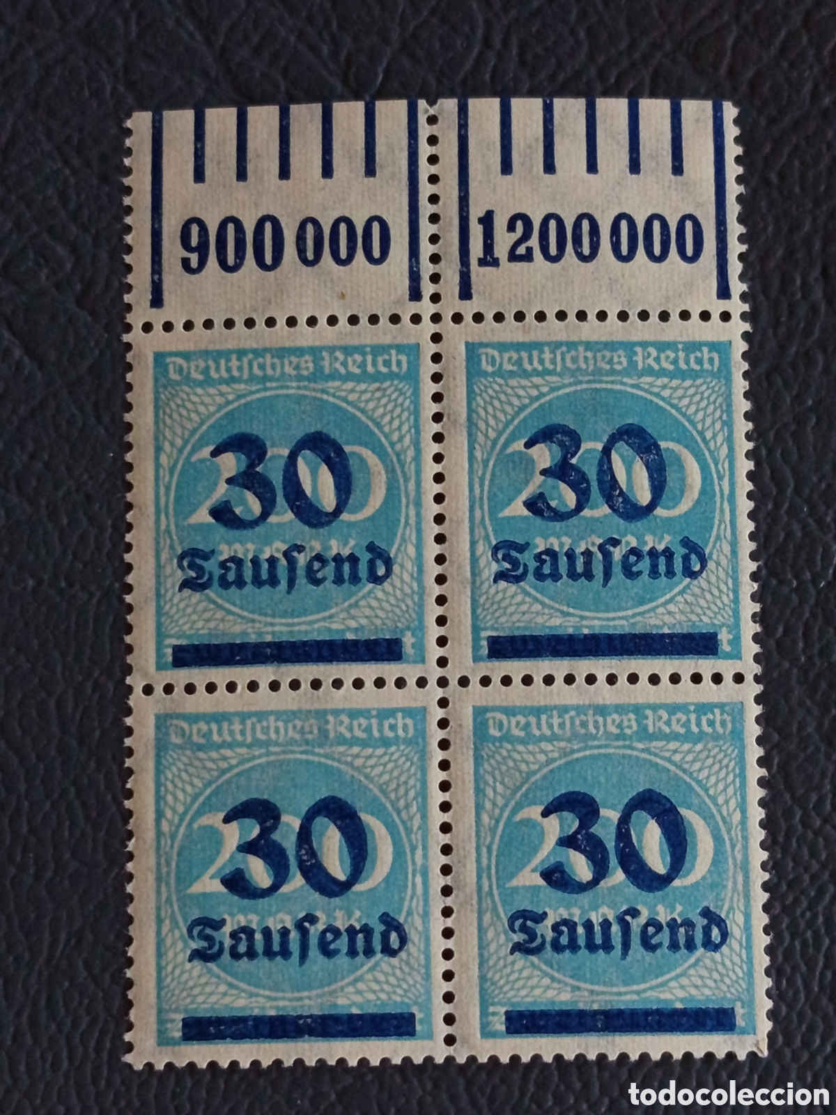 Sellos: Bloque 4 Alemania 1923 Hiperinflacion 30 Tausend Margen Numerado Mi#274 MNH