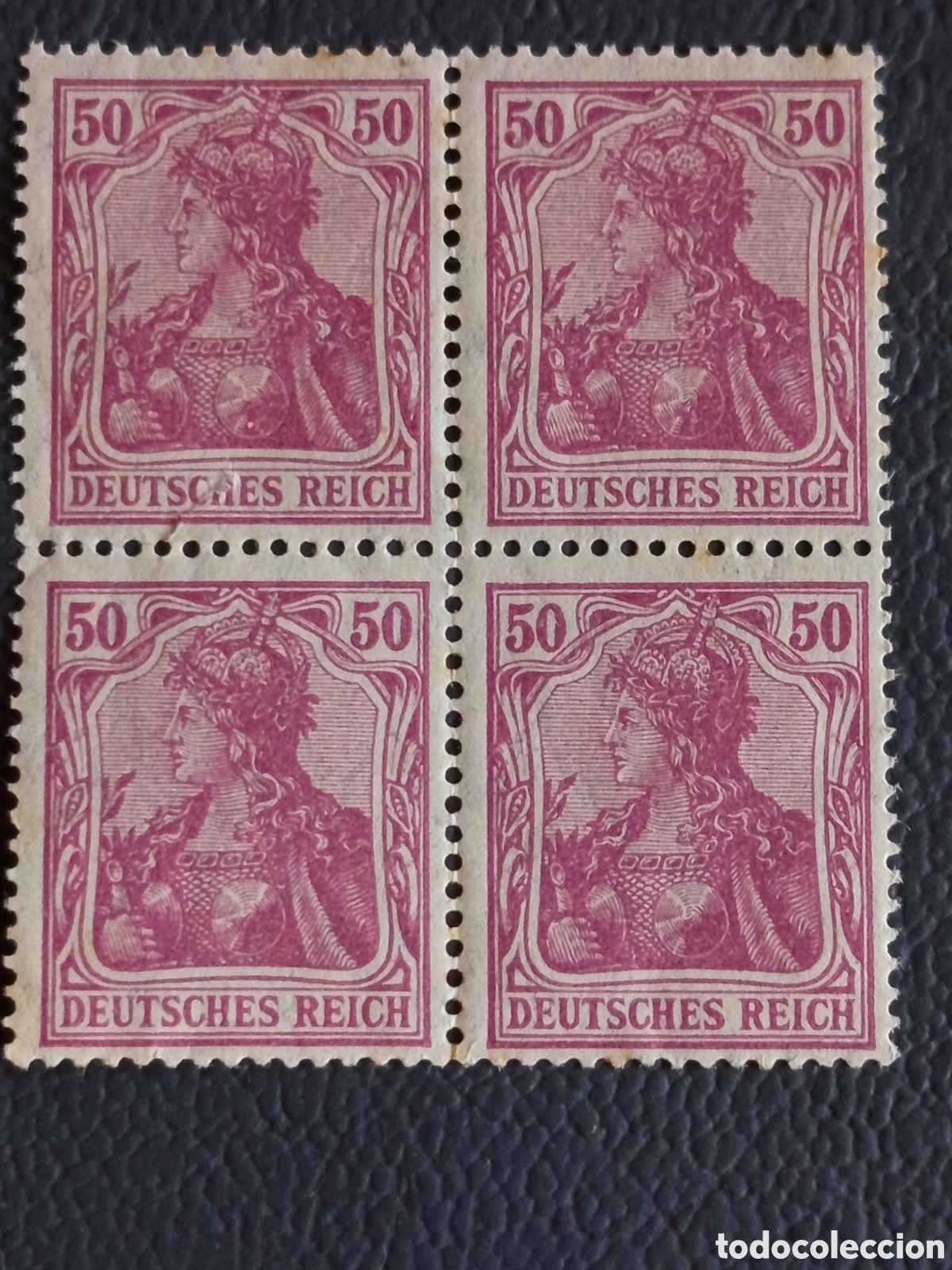 Sellos: Bloque 4 Sellos Alemania 1920 Serie Germania 50pf Lila MH