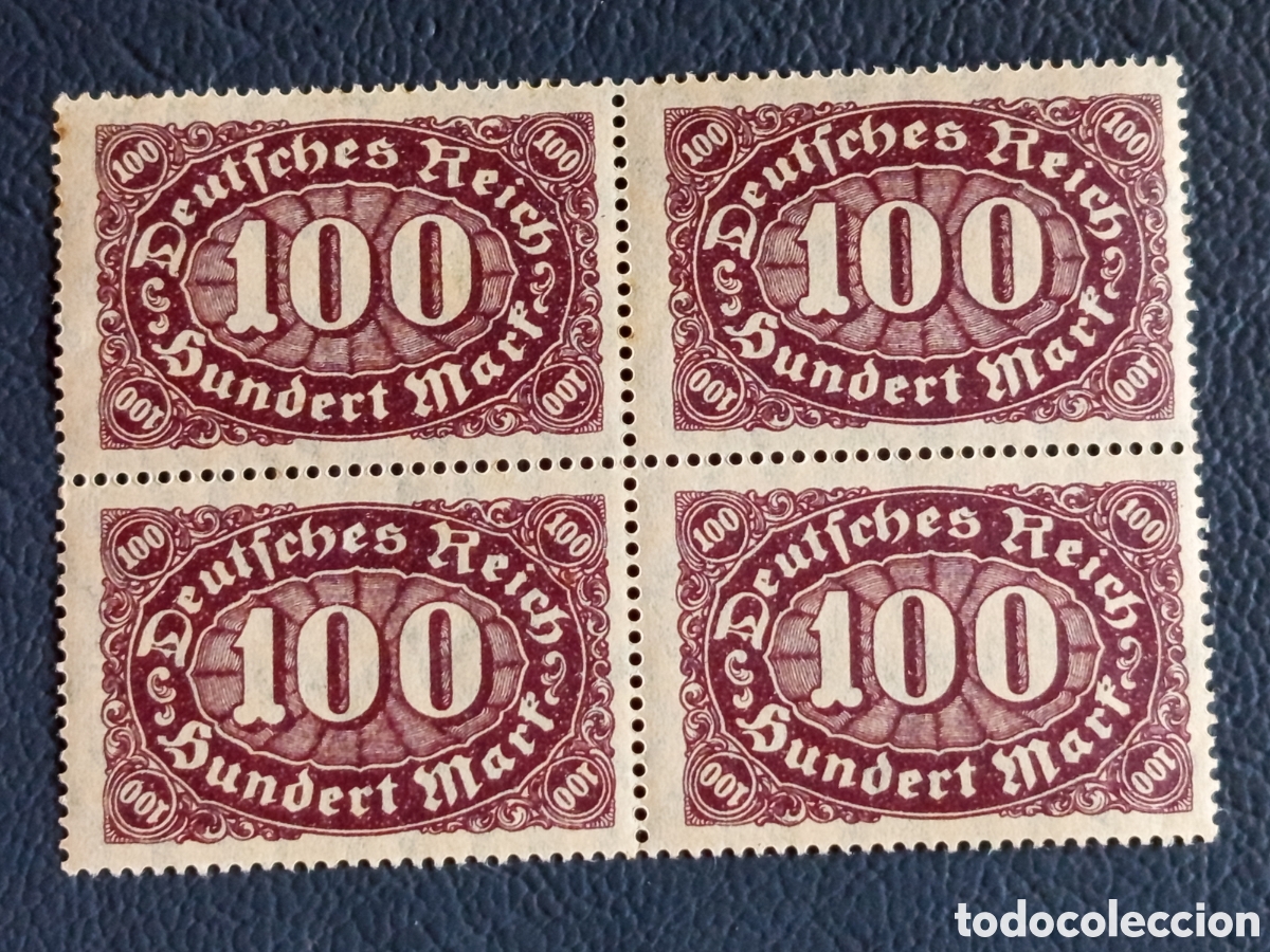 Sellos: Bloque x4 Alemania Inflaci&oacute;n 1923 100M Cat#251 Deutsches Reich MNH