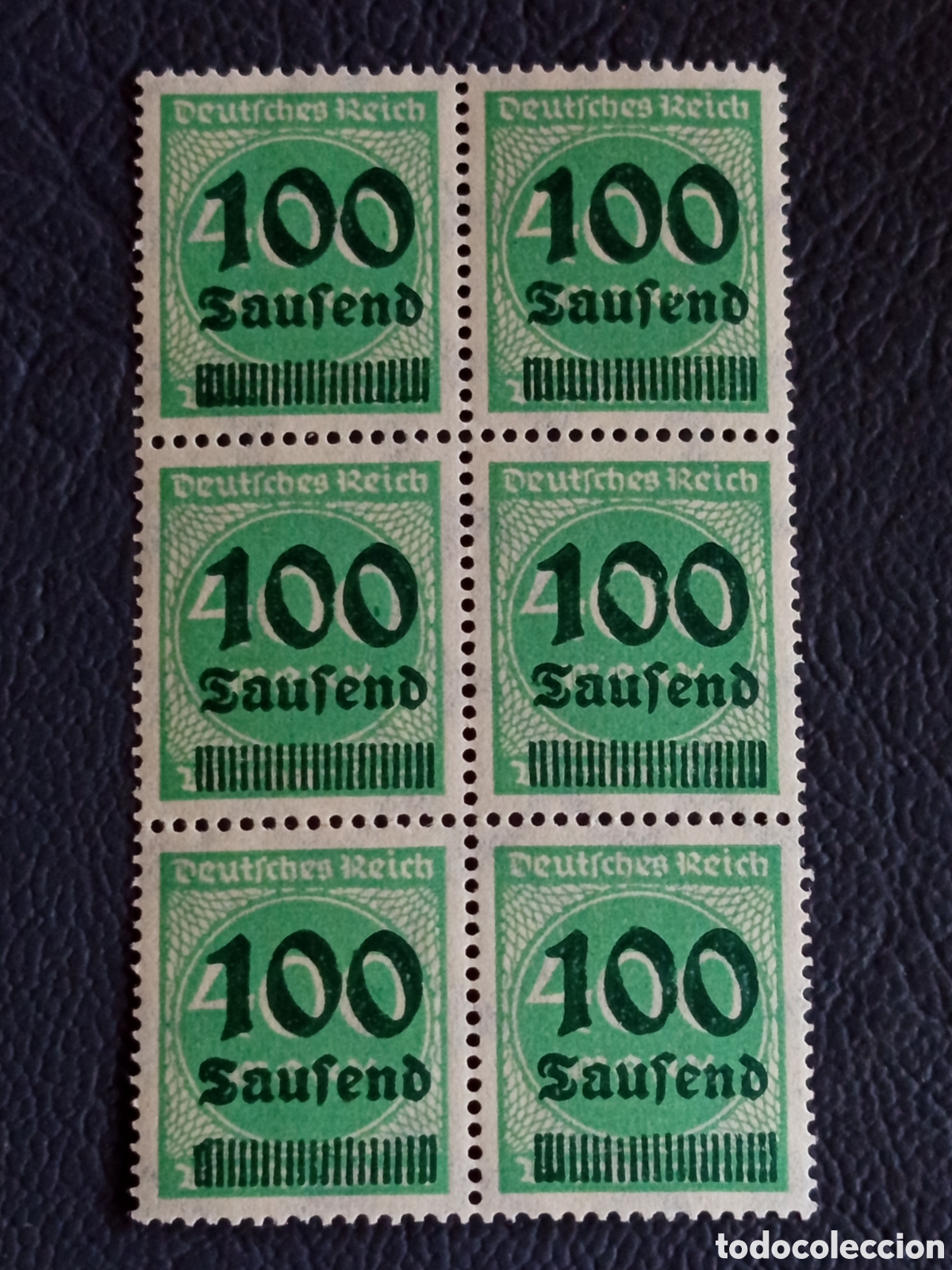 Sellos: Bloque 6 Sellos Alemania Inflaci&oacute;n 1923 100Mil Cat#273 Deutsches Reich MNH