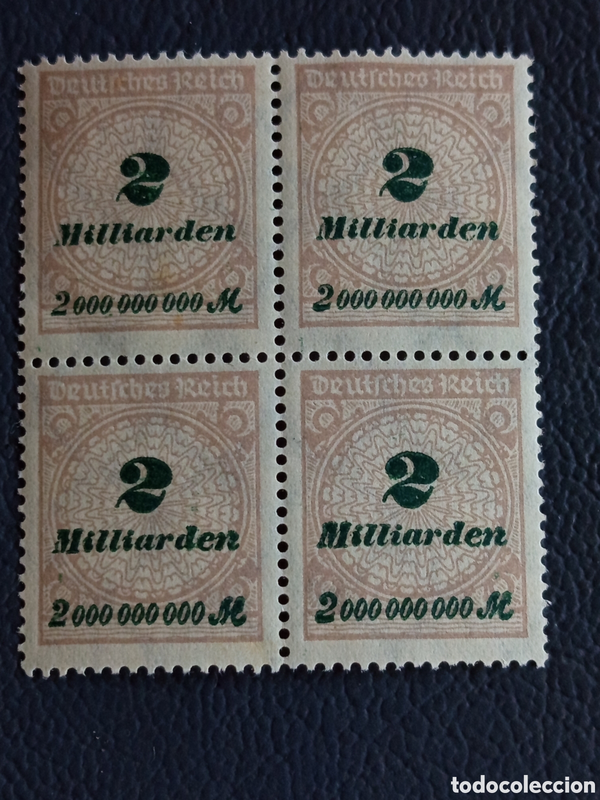 Sellos: Bloque de 4 Alemania Inflaci&oacute;n 1923 2Millardos Cat#322 Deutsches Reich MNH