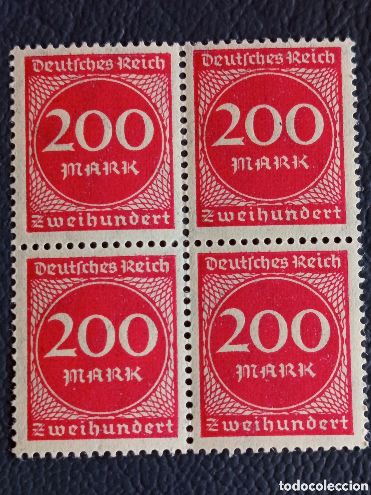 Sellos: Alemania 1923 Inflaci&oacute;n Bloque 4 Sellos 200m Rojo Michel 253 MNH