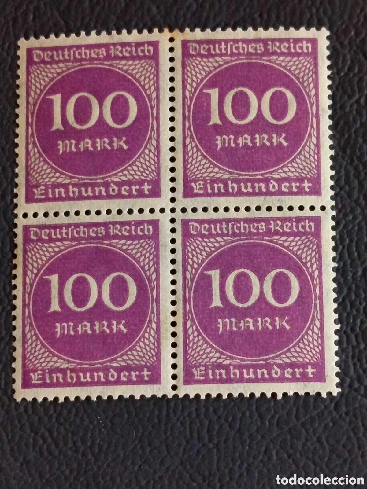 Sellos: Alemania 1923 Inflaci&oacute;n Bloque 4 Sellos 100m Violeta Michel 251 MNH