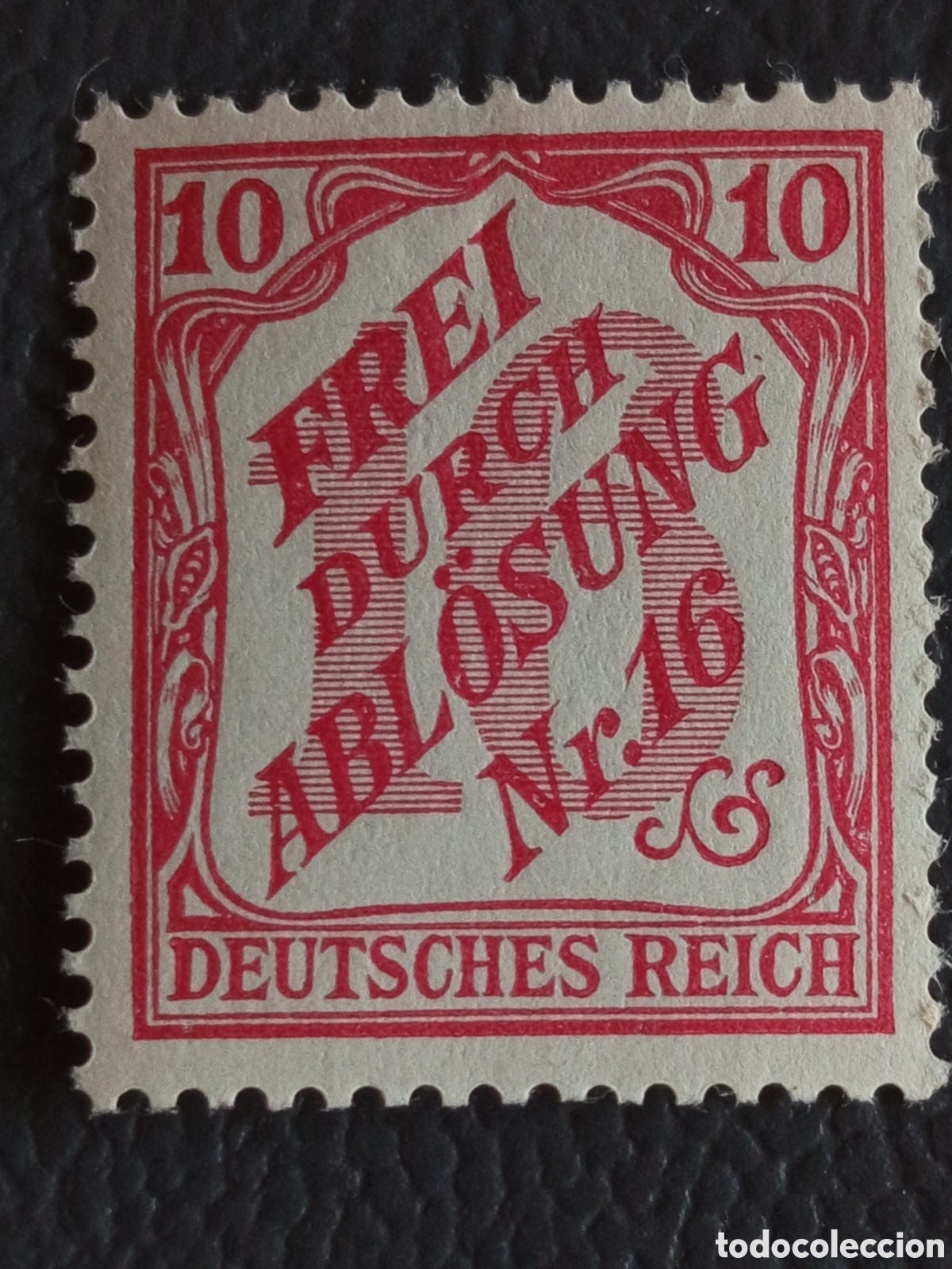 Sellos: Alemania 1905 Sello de Servicio Baden 10p Carm&iacute;n Michel D11 MH