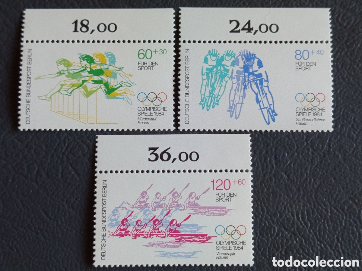 Sellos: Berl&iacute;n 1984 Olimp&iacute;adas Los &Aacute;ngeles Set 3 Sellos Borde Hoja Michel 715/17 MNH