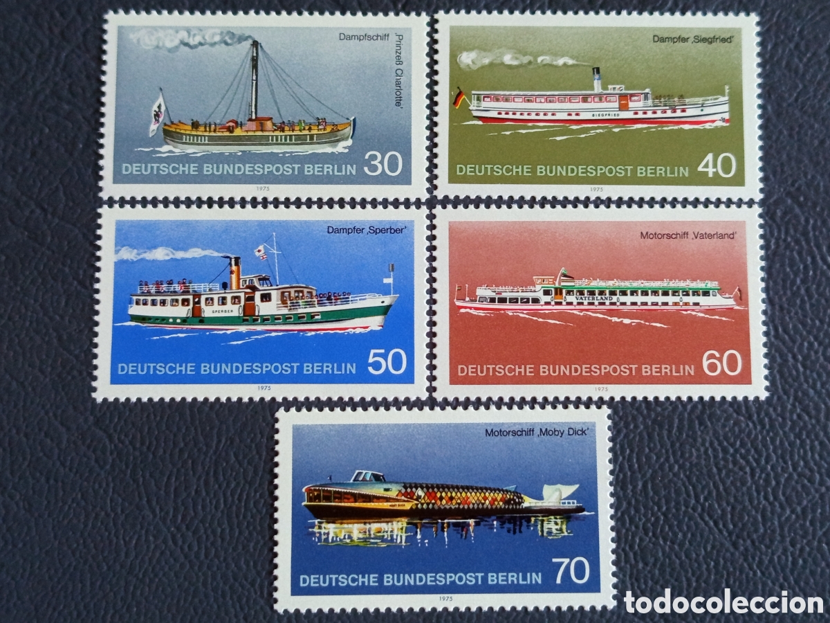 Sellos: Berl&iacute;n 1975 Barcos Hist&oacute;ricos Flota de Pasajeros Serie Completa Michel 500/04 MNH
